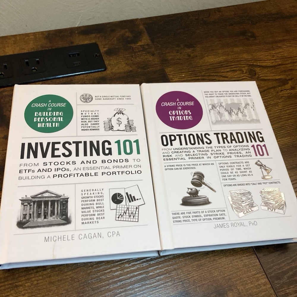 Options 101 + Investing 101 Crash Course Small HC Book Lot Cagan Royal